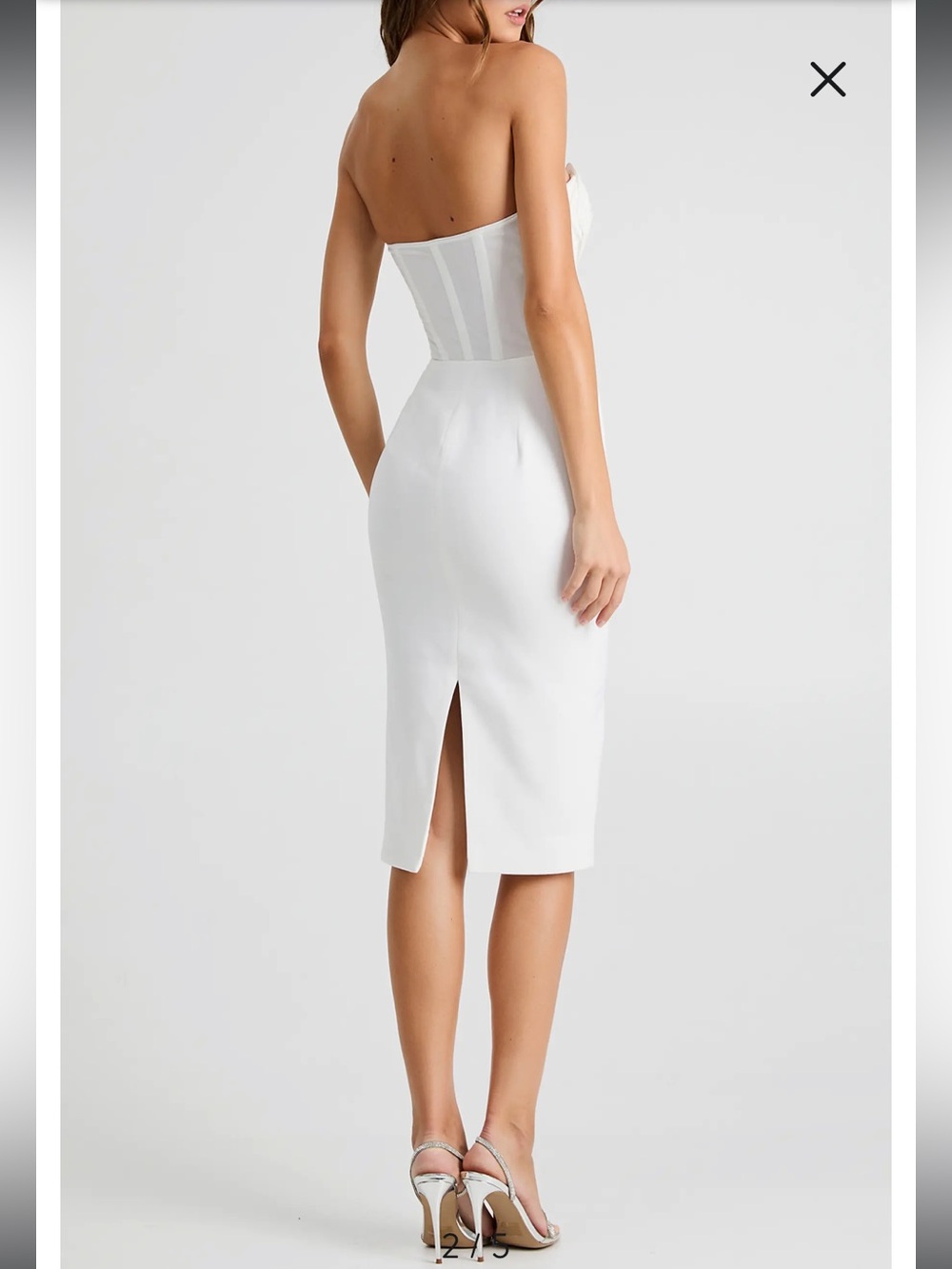 helsi kaia white 3d floral applique strapless midi bridal dress size small NEW - Picture 5 of 11